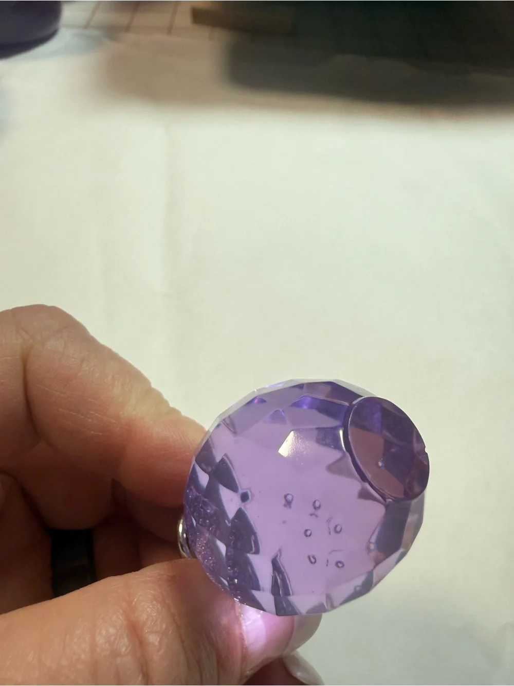 Faceted Lavender Crystal-like Resin Cabinet Knob with Silver Base (pk of 3)